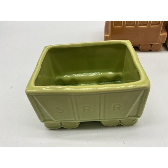 Shawnee Vintage 4 Piece Pottery S.R.R. Train Engine and Cars Planter Set MCM - Picture 9 of 16